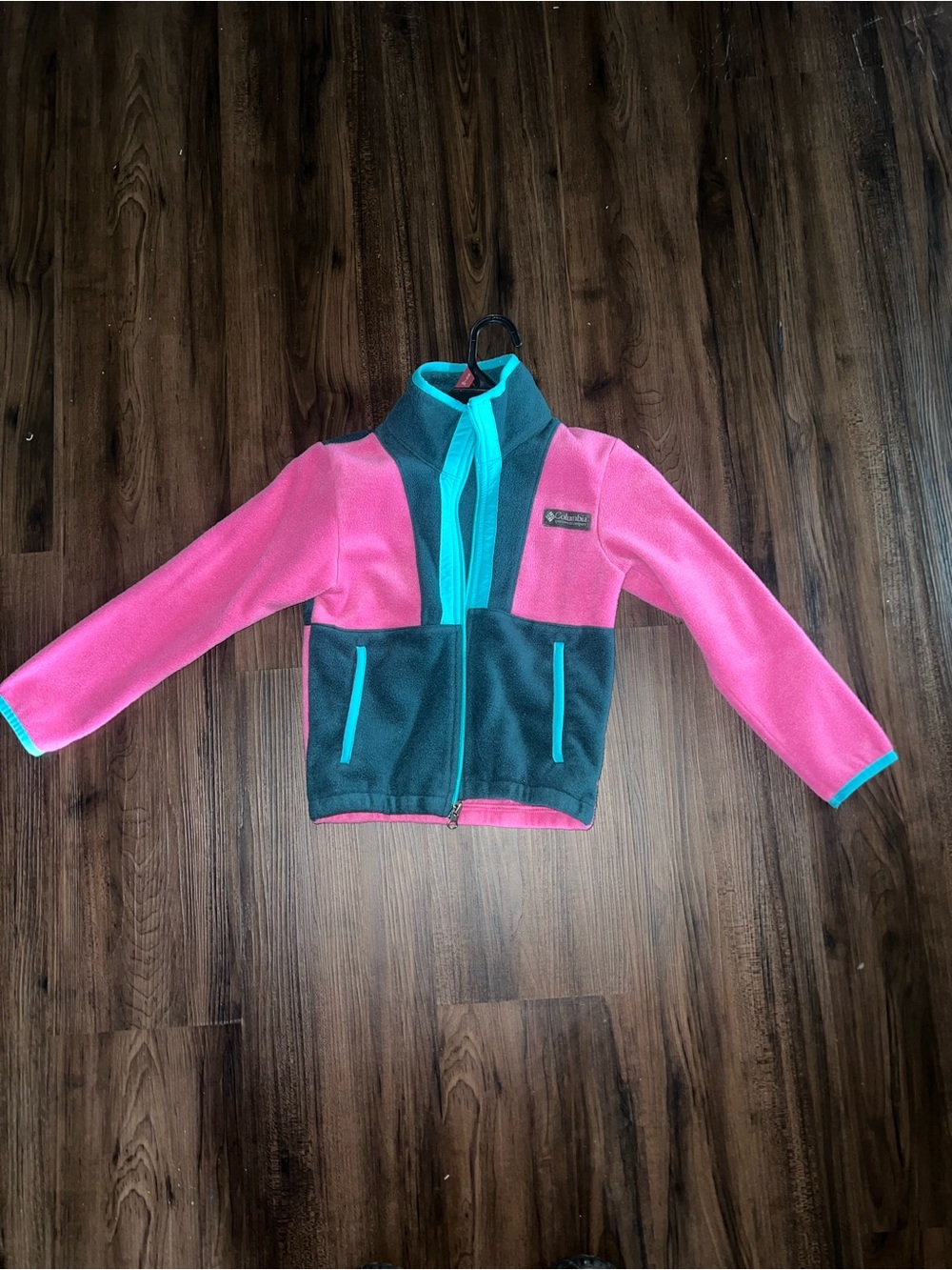 Columbia Girls' Pink & Gray Fleece Jacket with Teal Trim